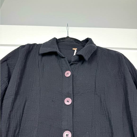 Free People Sunstreaks Tie Front Button Down Long Sleeve Blouse Size Medium - Picture 4 of 11